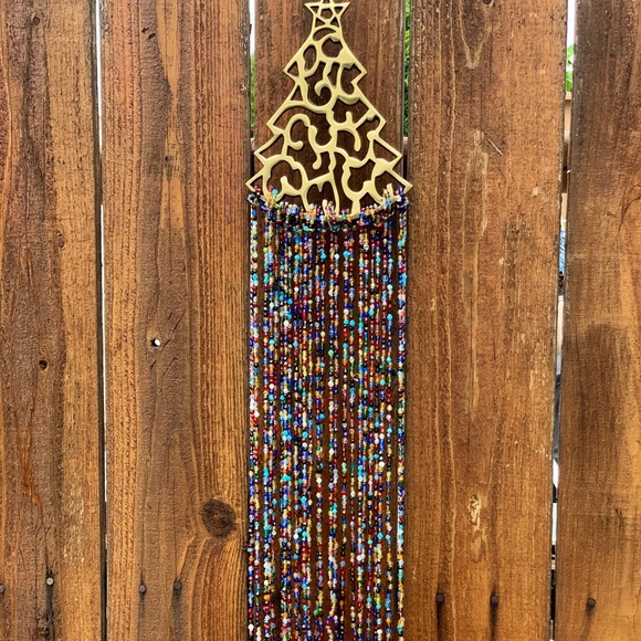 NEW! Multicolored Rainbow Beaded Bohemian Christmas Tree Sun Catcher Mobile - Picture 8 of 11